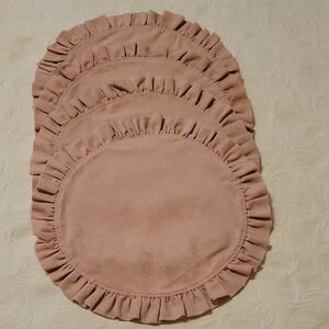 Hobby Lobby Blush Pink Ruffled Round Placemats Set of 4 (15.5")